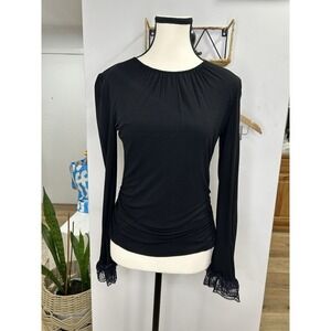 Fontana Couture Milano 1915 Silk Blouse Size  I 44 US 6  Black Color Long Sleeve